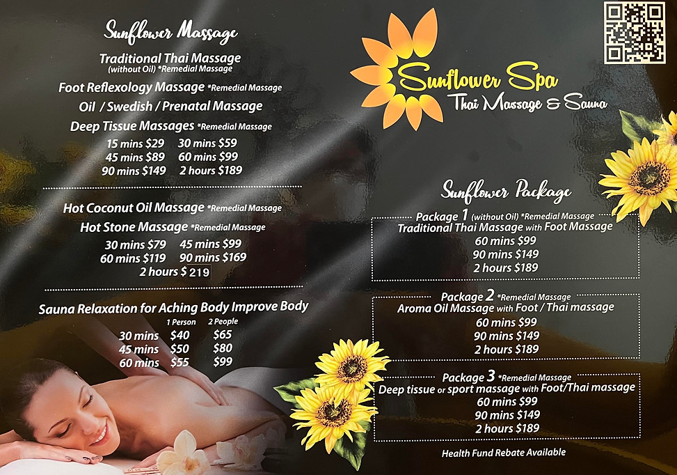 Northbridge Thai Massage Sunflower Spa Procedures